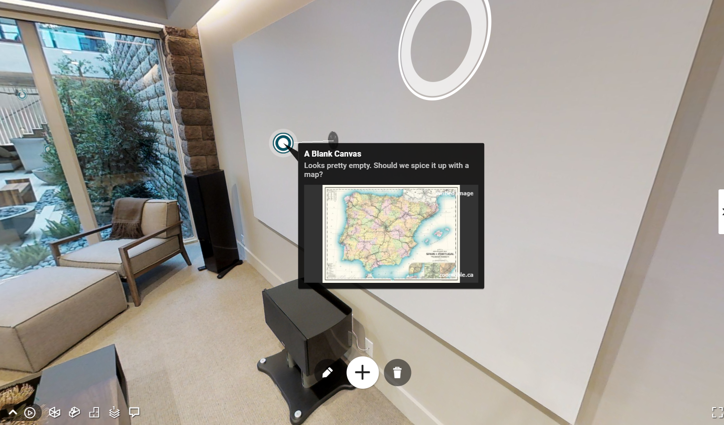 Mattertag window with embedded image from zoomable.ca in Matterport.